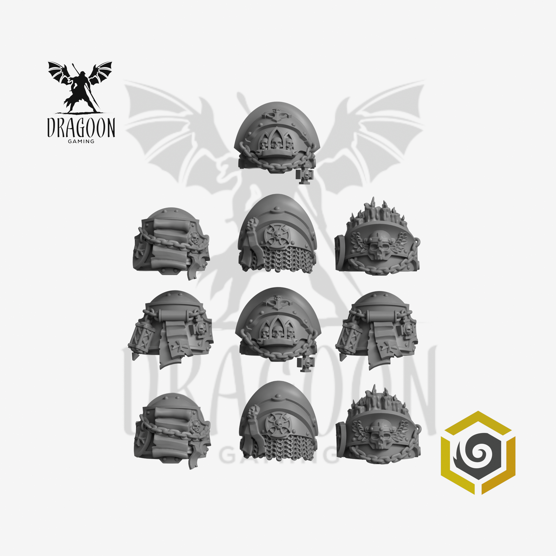 Eternal Crusaders Baroque Templar Terminator Pauldrons - 28mm Resin - Warhammer 40k Compatible - Black Templars Style