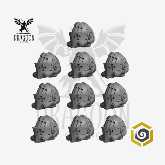 Eternal Crusaders Templar Knight Sallet Helmets - 28mm Resin - Warhammer 40k Compatible - Black Templars Style
