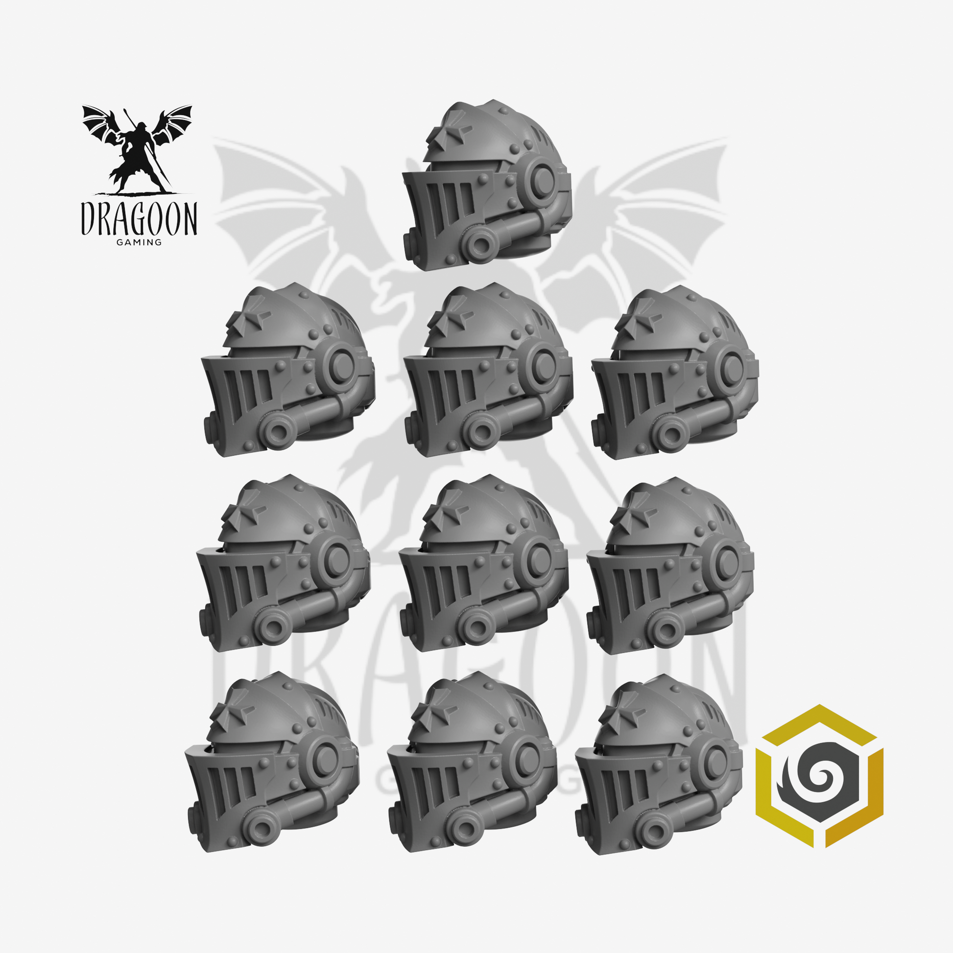 Eternal Crusaders Templar Knight Sallet Helmets B - 28mm Resin - Warhammer 40k Compatible - Black Templars Style