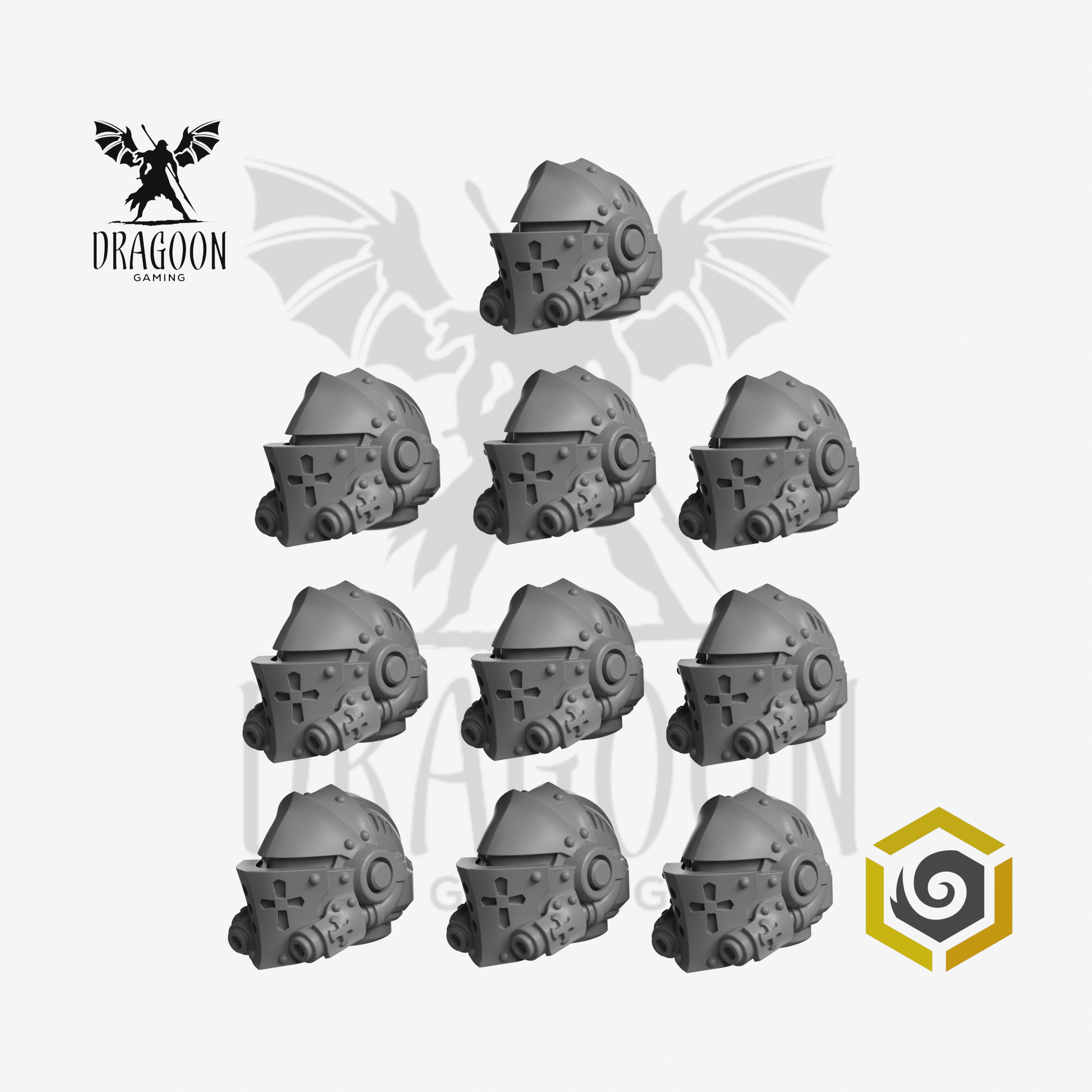 Eternal Crusaders Templar Knight Sallet Helmets C - 28mm Resin - Warhammer 40k Compatible - Black Templars Style