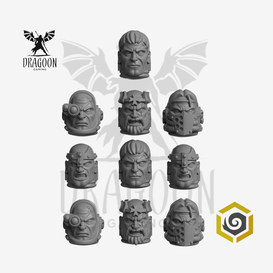 Eternal Crusaders Terminator Heads - 28mm Resin - Warhammer 40k Compatible - Black Templars Style