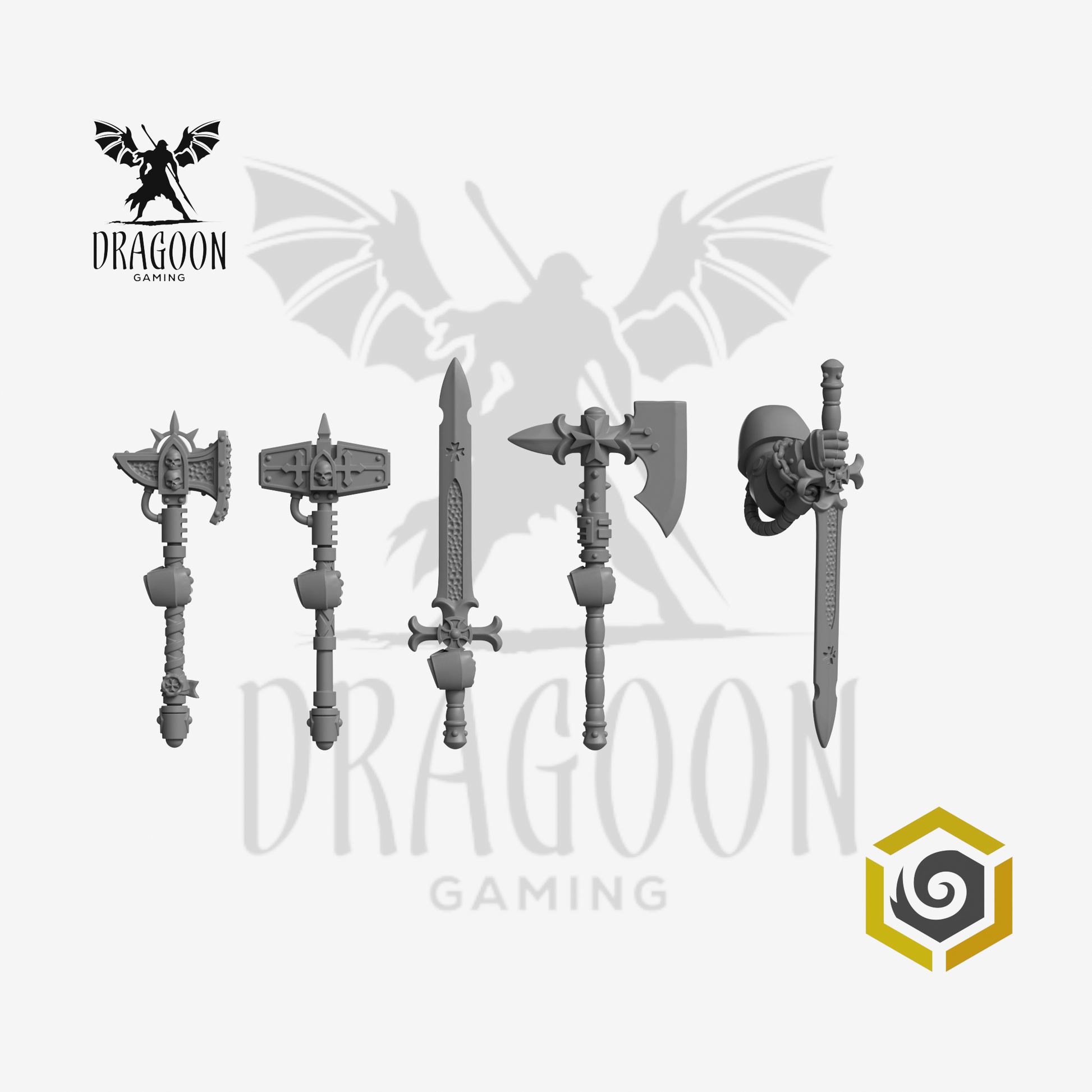 Eternal Crusaders Terminator Melee Weapons Set - 28mm Resin - Warhammer 40k Compatible - Black Templars Style - Hammer Axe Sword