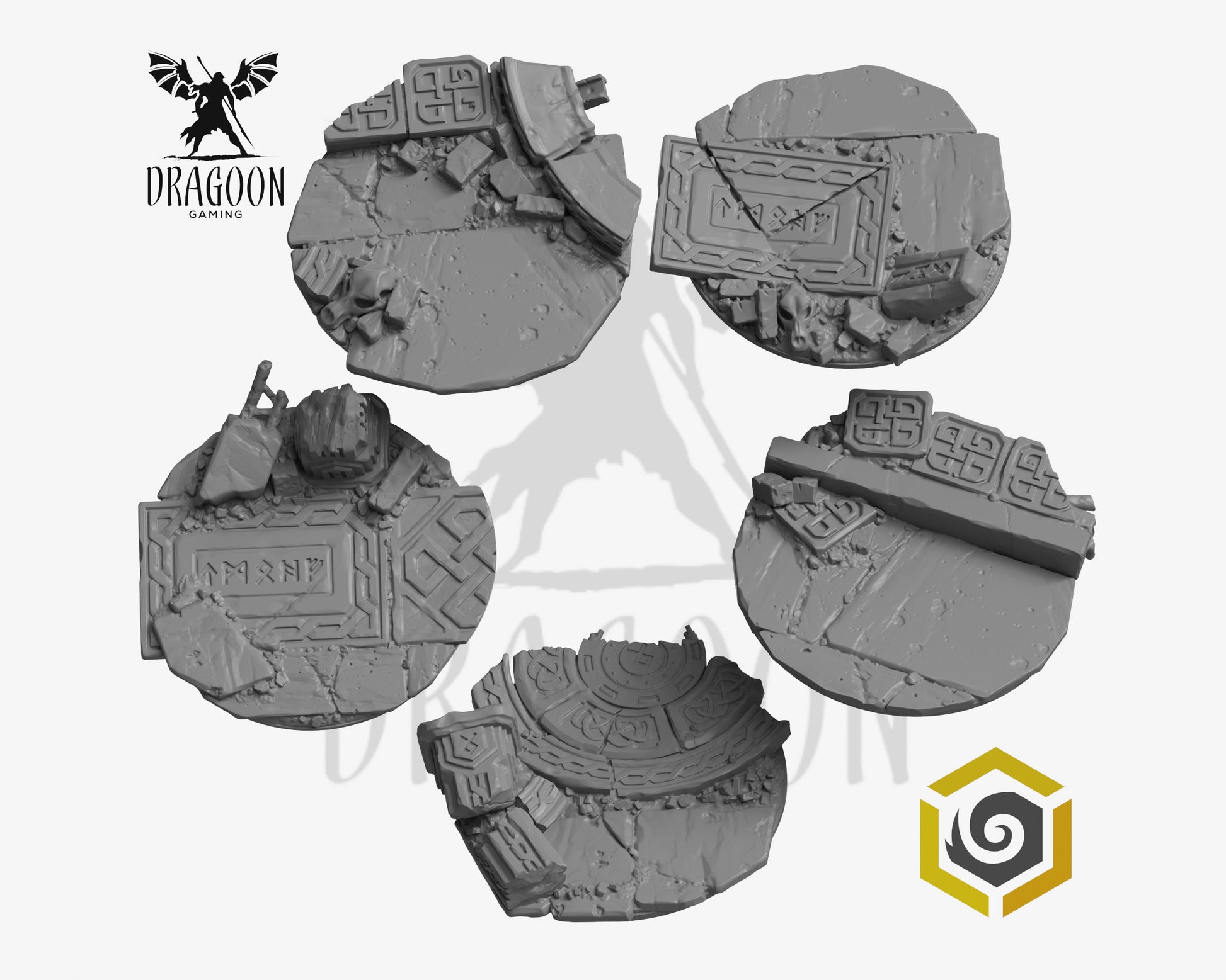 Set of five 40mm Primal Hounds base toppers for use in 28mm and 32mm tabletop wargames. This item is also compatible with Primaris sized Space Marines and Space Wolves in Warhammer 40K