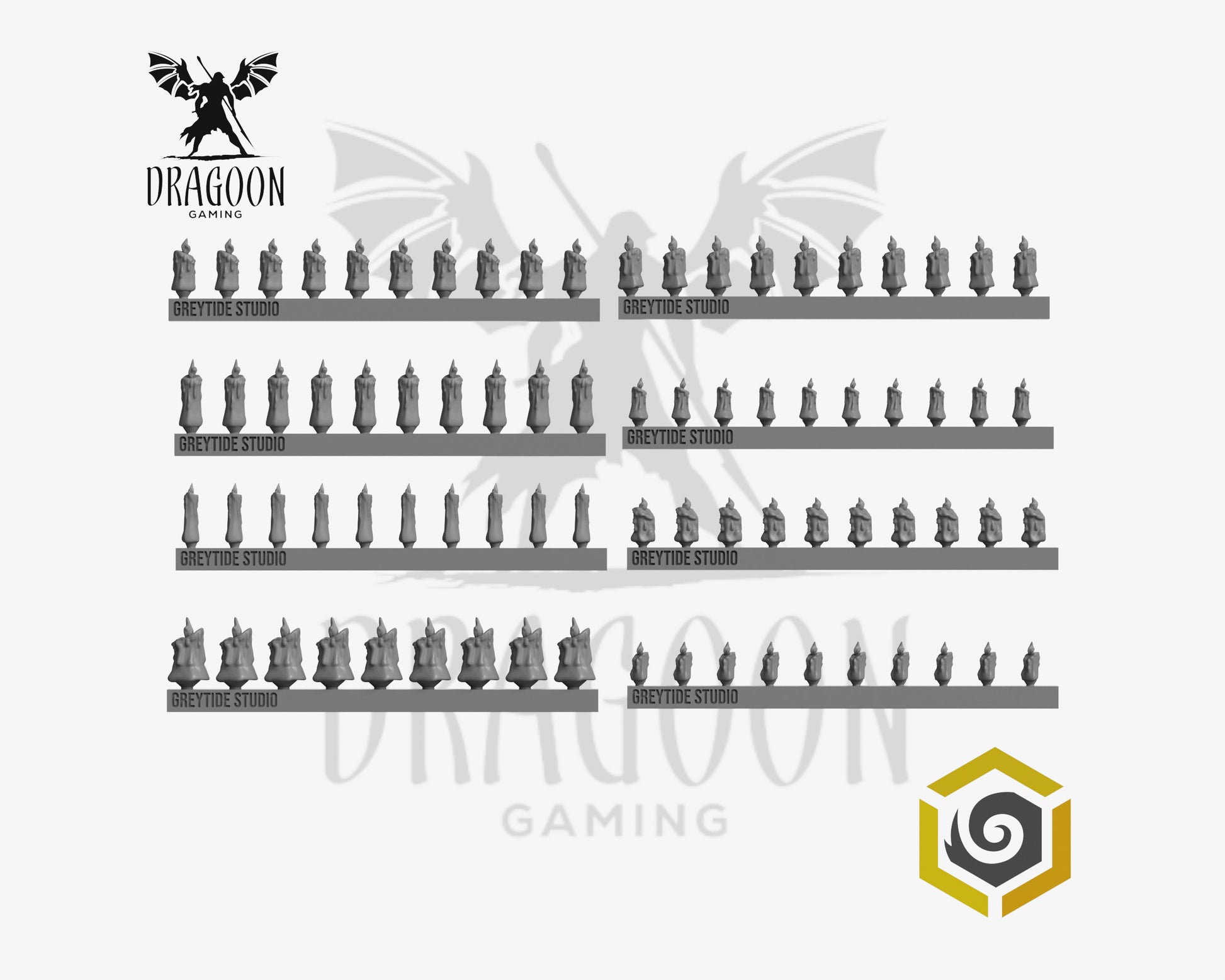 Set of resin candles for use in 28mm and 32mm tabletop wargames. This item is also compatible with Primaris sized Space Marines in Warhammer 40K