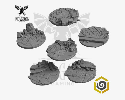 Set of six 32mm Primal Hounds base toppers for use in 28mm and 32mm tabletop wargames. This item is also compatible with Primaris sized Space Marines and Space Wolves in Warhammer 40K