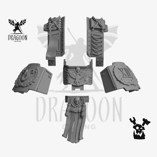 Prima Vitris Redemptor Dreadnought conversion kit by DakkaDakka Studios 3d printed in grey resin for use in 28mm and 32mm tabletop wargames. This item is compatible with Ultramarines and Space Marines in Warhammer 40K