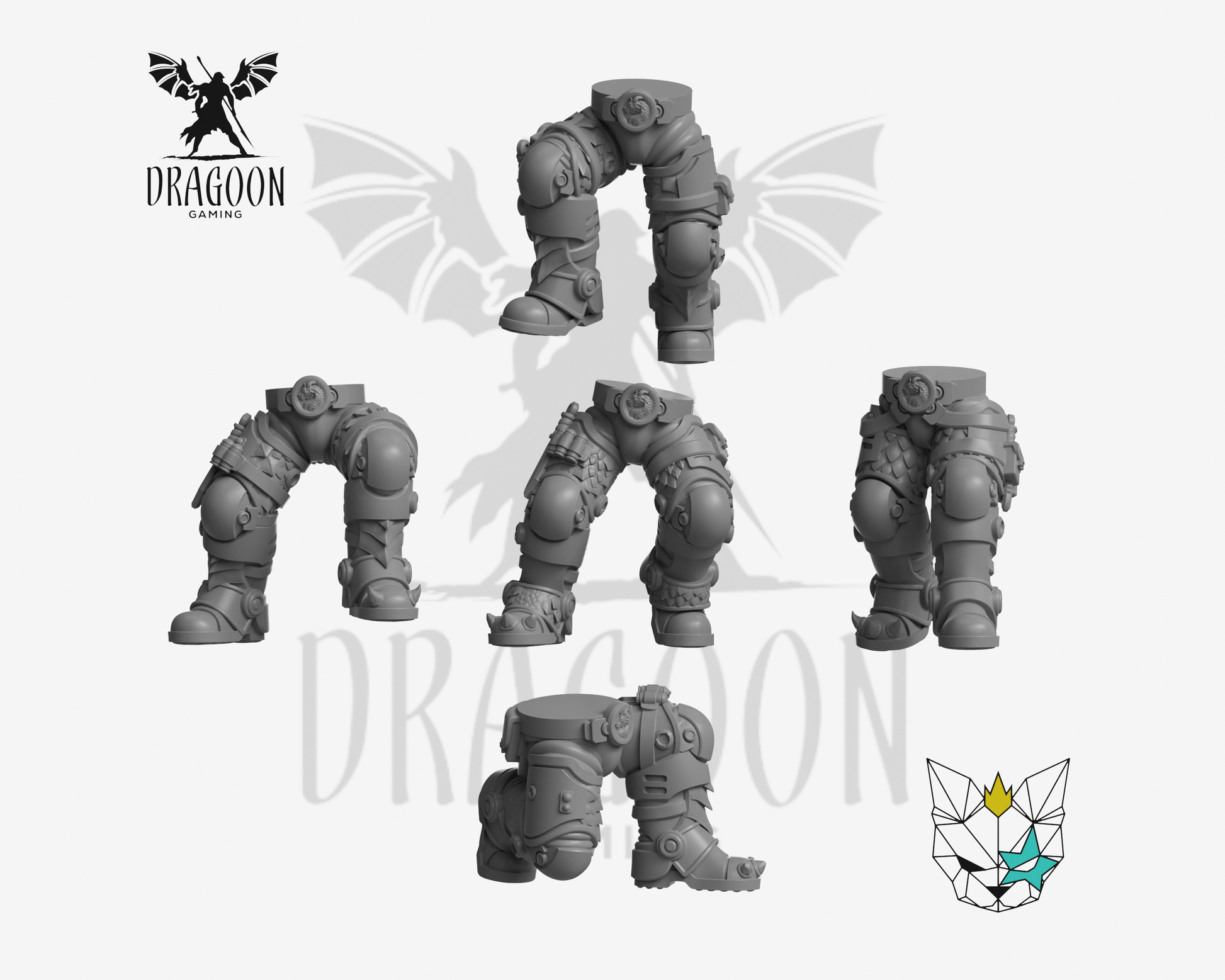 Set of five dragon born legs designed by marta punkgirl and perfect for Primaris Space Marine conversions such as Salamanders in Warhammer 40K