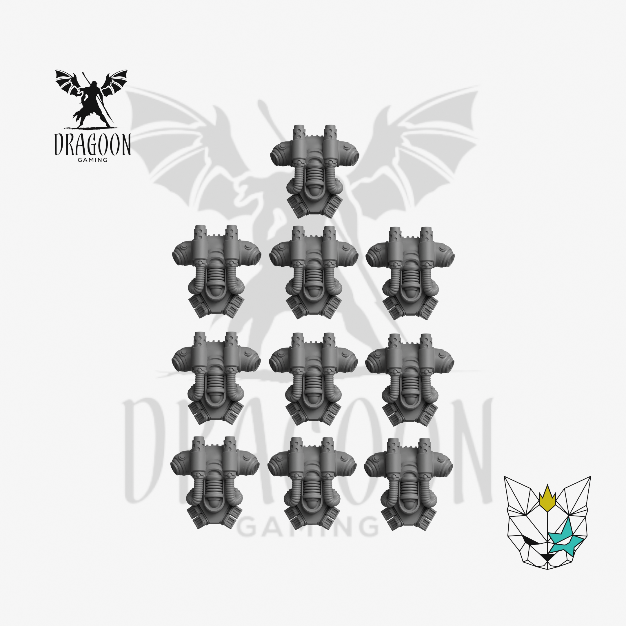Space Knight Plasma Coil Backpacks With Exhaust for 28mm Wargaming