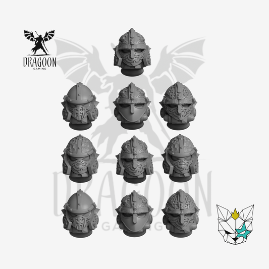 Vendel Broe Space Viking Helmets - 28mm Resin Wargaming Miniatures - Space Wolves Style - Compatible with Space Knights - Warhammer 40k Style